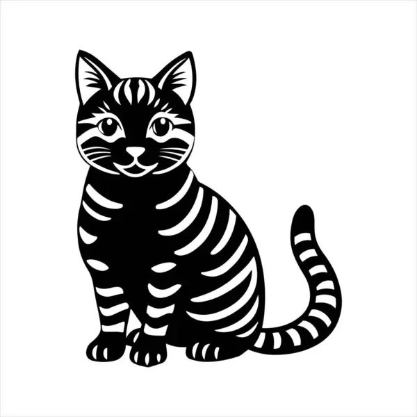 Amerikan Shorthair kedisi siluet vektör çiziminde oturuyor