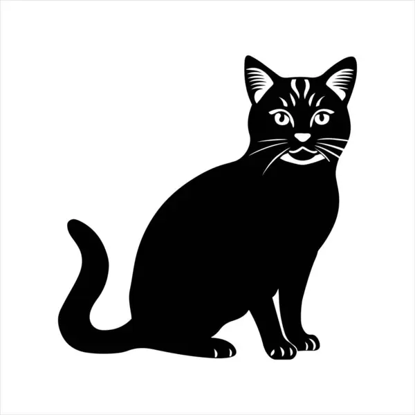 Kedi sevimli siluet vektör sanat çizimi