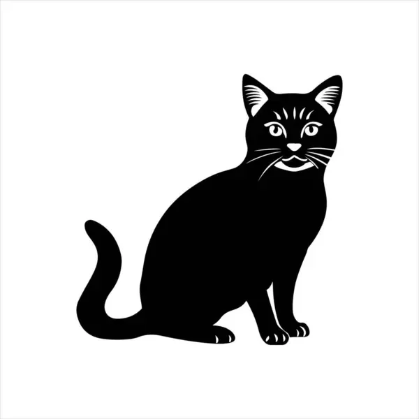 Kedi sevimli siluet vektör sanat çizimi