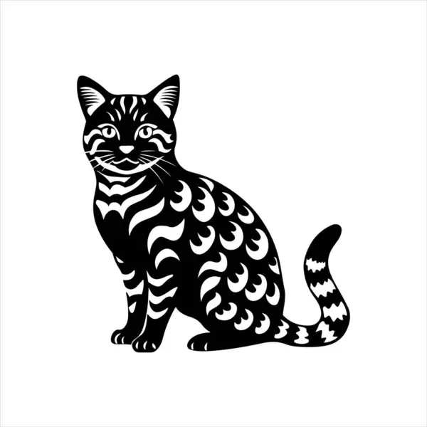 Amerikan Shorthair kedisi siluet vektör çiziminde oturuyor