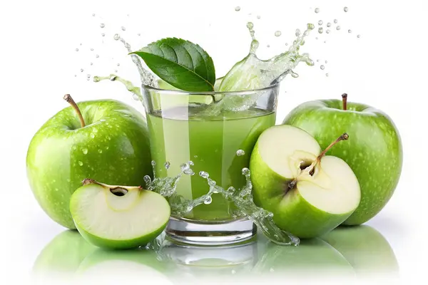 Su sıçratan yeşil elma suyu