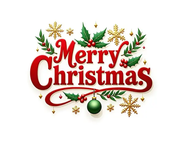 Kutlama Mutlu Noeller grafik tasarımı Holly, kar taneleri ve takılarla