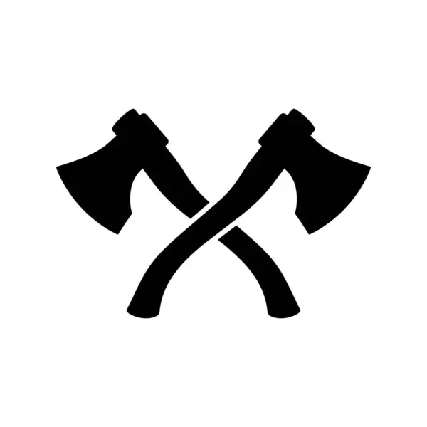 İki çapraz savaş baltaları vektör sanatı koyu siyah bir siluet içinde güç ve tarihi temsil ediyor, beyaz bir arka planda izole edilmiş.