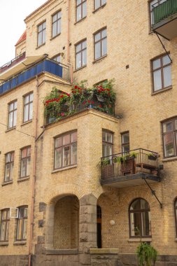 İsveç 'in eski Stockholm kasabasında güzel bir mimari.