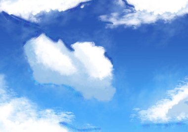 Güzel mavi bulutlar ve mavi anime gökyüzü, güzel ve büyüleyici.