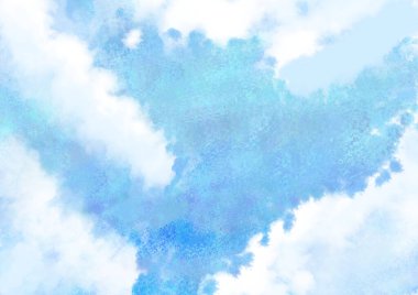 Güzel mavi bulutlar ve mavi anime gökyüzü, güzel ve büyüleyici.