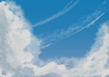 Güzel mavi bulutlar ve mavi anime gökyüzü, güzel ve büyüleyici.