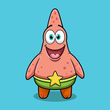 Denizyıldızı takan sevimli çizgi film karakterinin vektör çizimi