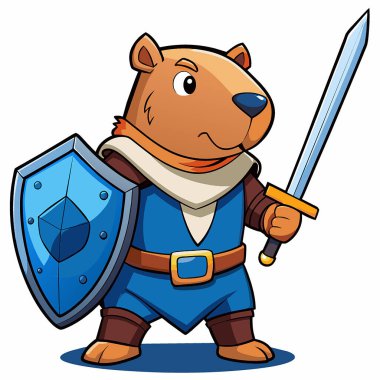 Kılıcı ve kalkanı olan ayı şövalyesi