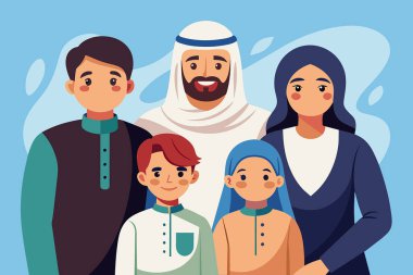 Arap Müslüman aile çizimleri