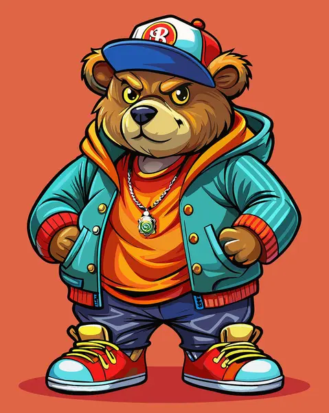 Hip-hop-ayıcık, sakin ol. Tüm gövde SVG illüstrasyonu