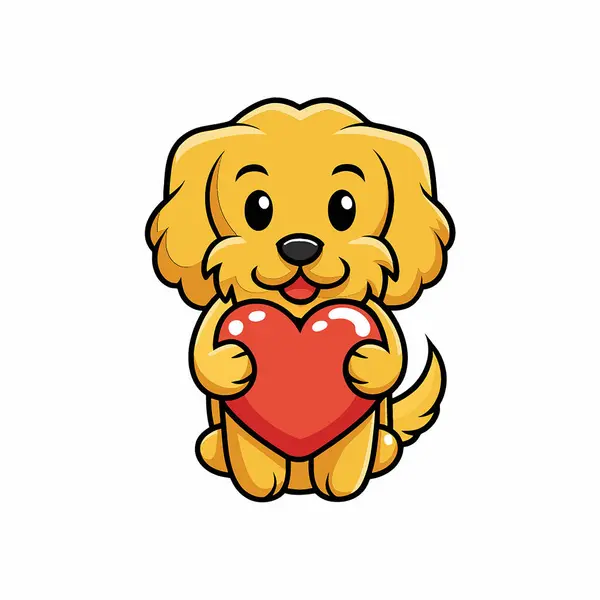 Kırmızı aşk balonlu yavru köpek.