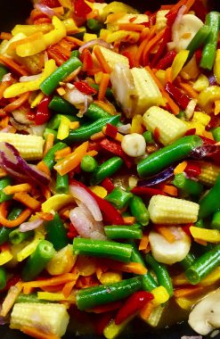 Parlak, renkli sebze karışımı. Arkaplan. 