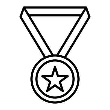 Madalya Simgesi, Basit Siyah ve Beyaz Vektör İllüstrasyonu