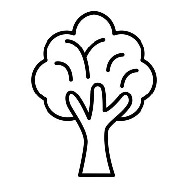 Ağaç Simgesi, Basit Siyah ve Beyaz Vektör İllüstrasyonu