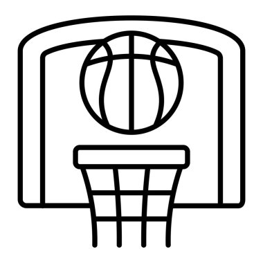 Basketbol Hoop çizgisi simgesi, Basit Siyah ve Beyaz Vektör İllüstrasyonu
