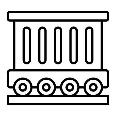 Kargo treni çizgisi simgesi, Basit Siyah ve Beyaz Vektör İllüstrasyonu