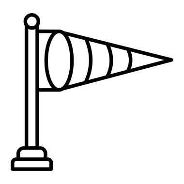 Rüzgar Vane Simgesi, Basit Siyah ve Beyaz Vektör İllüstrasyonu