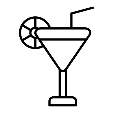 Kokteyl içeceği Simgesi, Basit Siyah ve Beyaz Vektör İllüstrasyonu