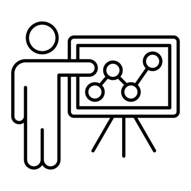 Sunum Simgesi, Basit Siyah ve Beyaz Vektör İllüstrasyonu