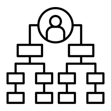 Örgüt Yapısal Simgesi, Basit Siyah ve Beyaz Vektör İllüstrasyonu