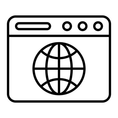 Web Sitesi Simgesi, Basit Siyah ve Beyaz Vektör İllüstrasyonu