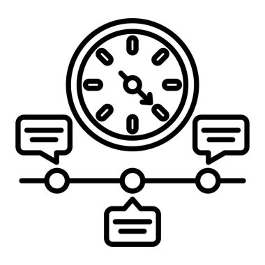 Zaman Çizgisi Simgesi, Basit Siyah ve Beyaz Vektör İllüstrasyonu