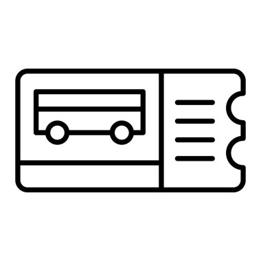 Otobüs bileti Simgesi, Basit Siyah ve Beyaz Vektör İllüstrasyonu