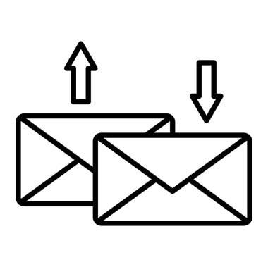 Posta Simgesi Değiştir, Basit Siyah ve Beyaz Vektör İllüstrasyonu