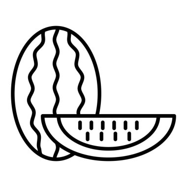 Kavun Simgesi, Basit Siyah ve Beyaz Vektör İllüstrasyonu