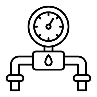 Ölçek çizgisi simgesi, Basit Siyah ve Beyaz Vektör İllüstrasyonu