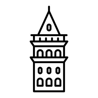Galata Kulesi Simgesi, Basit Siyah ve Beyaz Vektör İllüstrasyonu