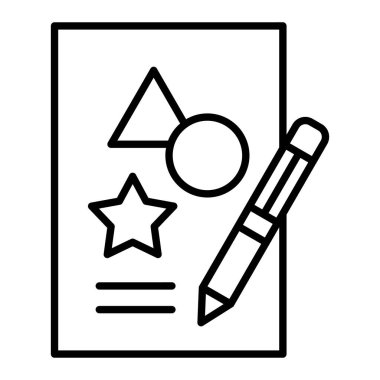 Çizim Simgesi, Basit Siyah ve Beyaz Vektör İllüstrasyonu