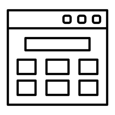 Tarayıcı Simgesi, Basit Siyah ve Beyaz Vektör İllüstrasyonu