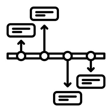 Zaman Çizgisi Simgesi, Basit Siyah ve Beyaz Vektör İllüstrasyonu