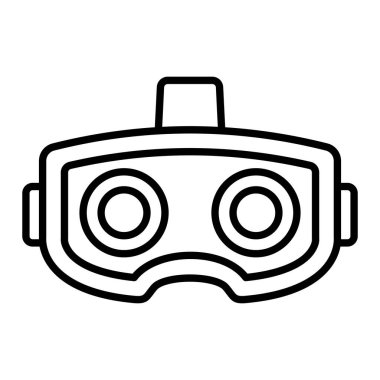 Stereoskopik Simge, Basit Siyah ve Beyaz Vektör İllüstrasyonu