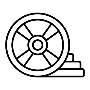 Ağırlık Plakası Simgesi, Basit Siyah ve Beyaz Vektör İllüstrasyonu