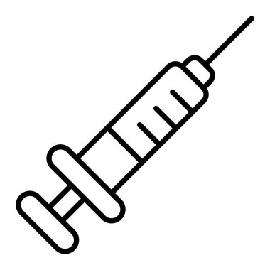 Şırınga Simgesi, Basit Siyah ve Beyaz Vektör İllüstrasyonu
