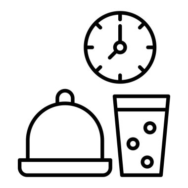 iftar Simgesi, Basit Siyah ve Beyaz Vektör İllüstrasyonu