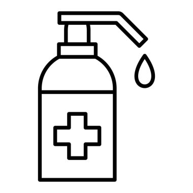 Antiseptik Simge, Basit Siyah ve Beyaz Vektör İllüstrasyonu