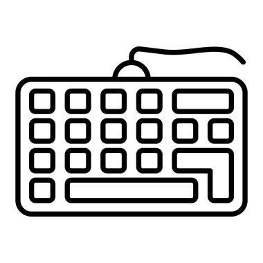 Klavye Simgesi, Basit Siyah ve Beyaz Vektör İllüstrasyonu