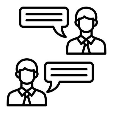 İletişim Simgesi, Basit Siyah ve Beyaz Vektör İllüstrasyonu