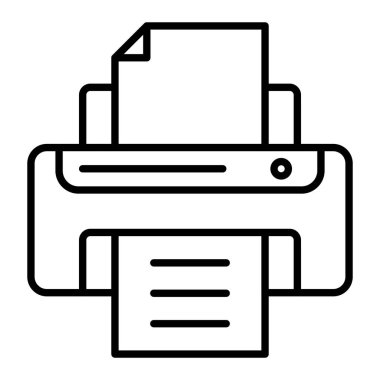 Yazıcı Simgesi, Basit Siyah ve Beyaz Vektör İllüstrasyonu