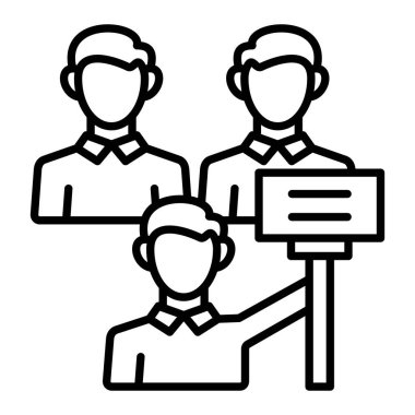 Protestocu satırı simgesi, Basit Siyah ve Beyaz Vektör İllüstrasyonu