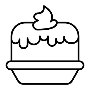 Tatlı Simgesi, Basit Siyah ve Beyaz Vektör İllüstrasyonu