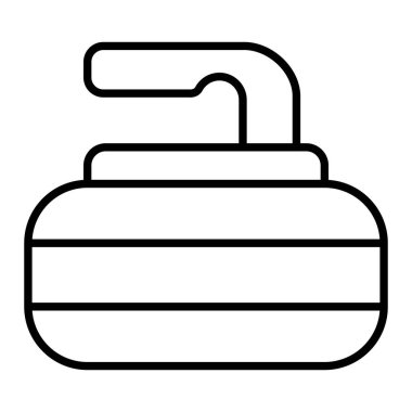 Curling Oyun Simgesi, Basit Siyah ve Beyaz Vektör İllüstrasyonu