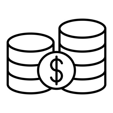 Para Simgesi, Basit Siyah ve Beyaz Vektör İllüstrasyonu