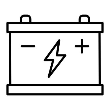 Batarya Simgesi, Basit Siyah ve Beyaz Vektör İllüstrasyonu