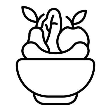 Meyve Salatası çizgisi simgesi, Basit Siyah ve Beyaz Vektör İllüstrasyonu