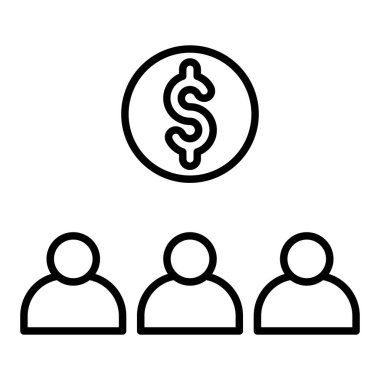 Çalışma Ortamı Çizgisi Simgesi, Basit Siyah ve Beyaz Vektör İllüstrasyonu